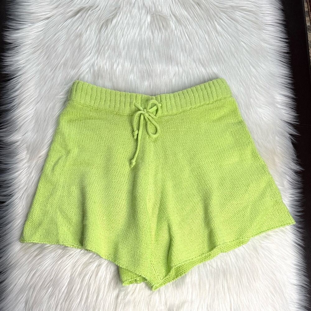 WeWoreWhat Lime Green Knit Sweater Shorts - Picture 2 of 6